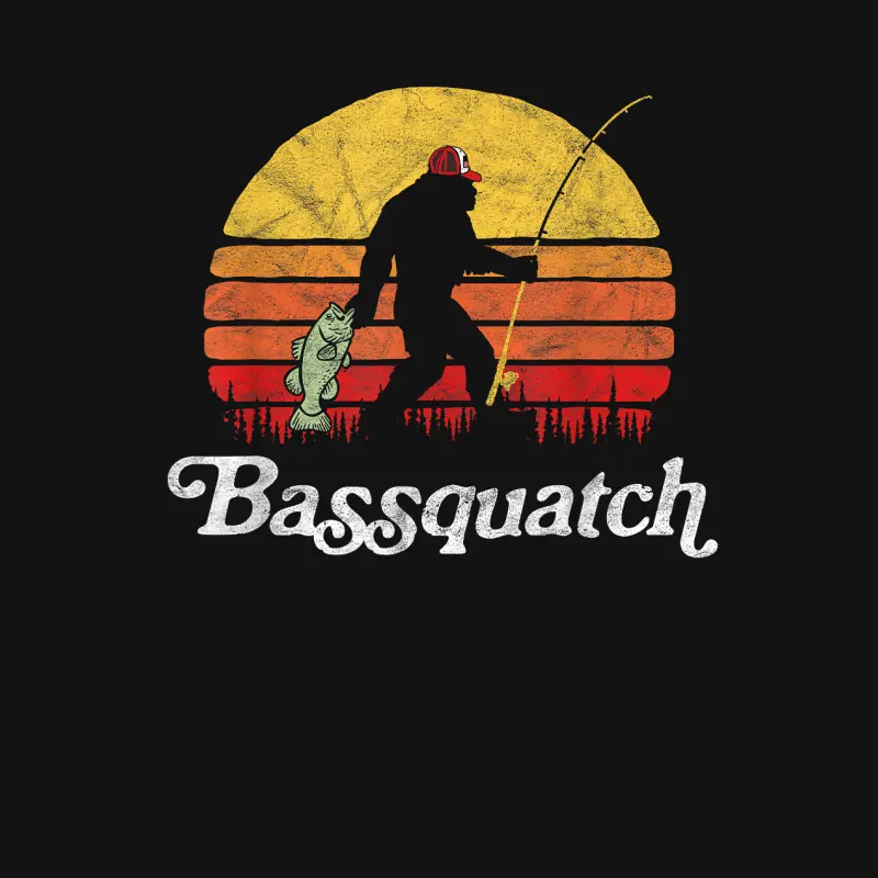 Bassquatch! Funny Bigfoot Fishing Outdoor Retro Unisex Long Sleeve T-Shirt