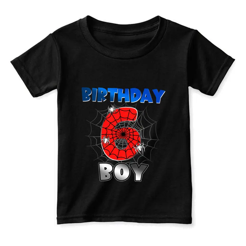 Kids Birthday Boy 6Th Birthday Spider Theme Party 6 Year Old Boys Toddler Staple T-Shirt