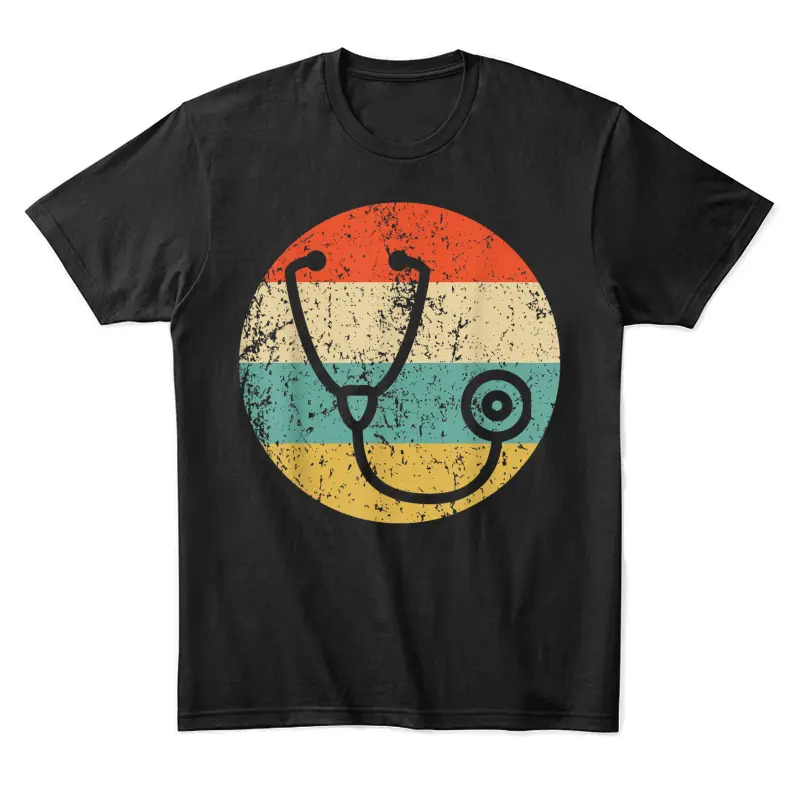 Doctor Nurse Vintage Retro Stethoscope Unisex Staple T-Shirt