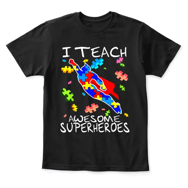 Autism Awareness Teacher I Teach Awesome Superheroes Youth Staple T-Shirt