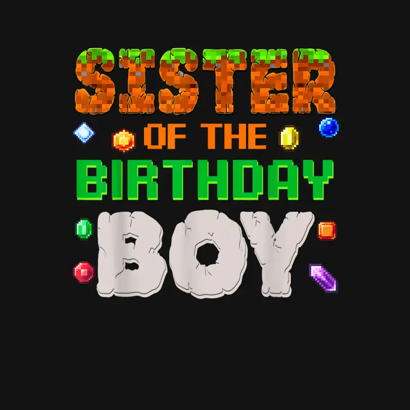Sister Of The Birthday Boy Pixel Number Video Gamer Unisex Long Sleeve T-Shirt