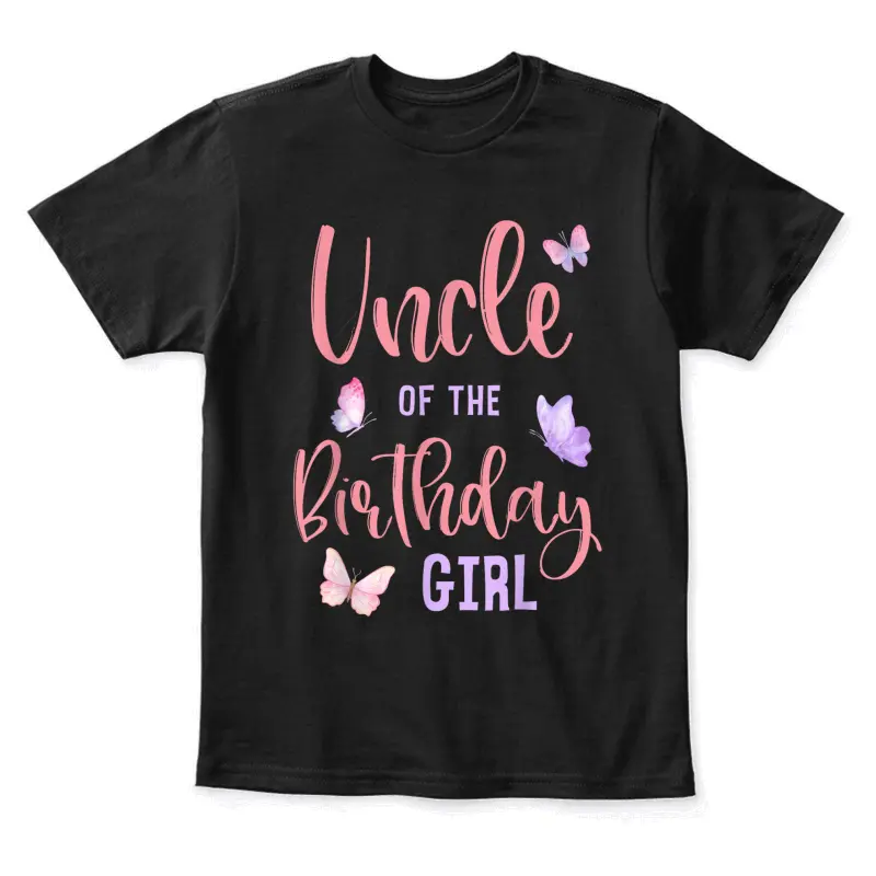 Uncle Of The Birthday Girl Butterfly Party Matching Family Youth Staple T-Shirt