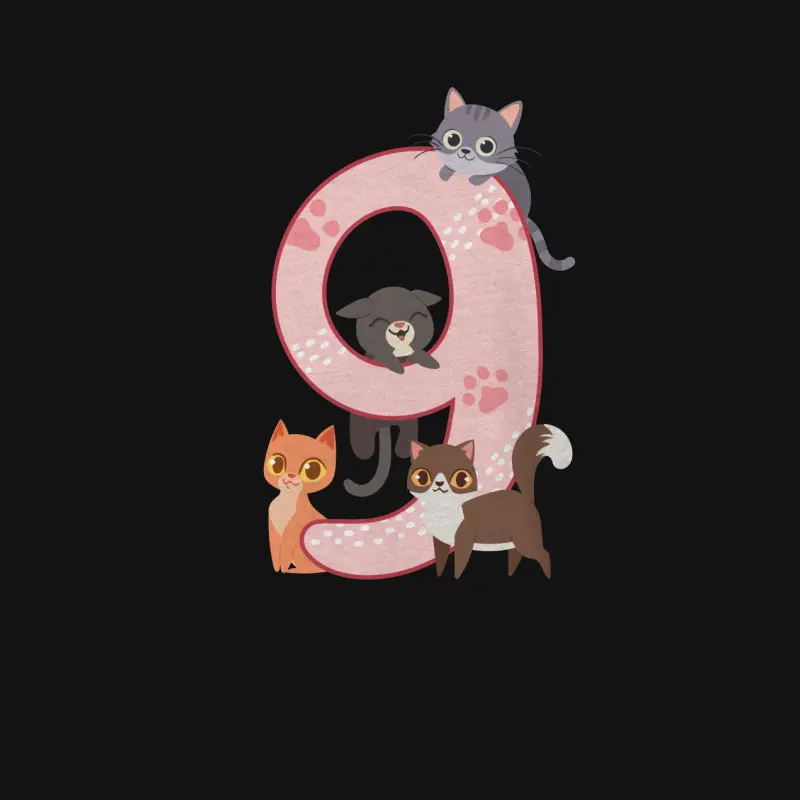 9Th Birthday Girl Cats Outfit 9 Years Old Youth Staple T-Shirt