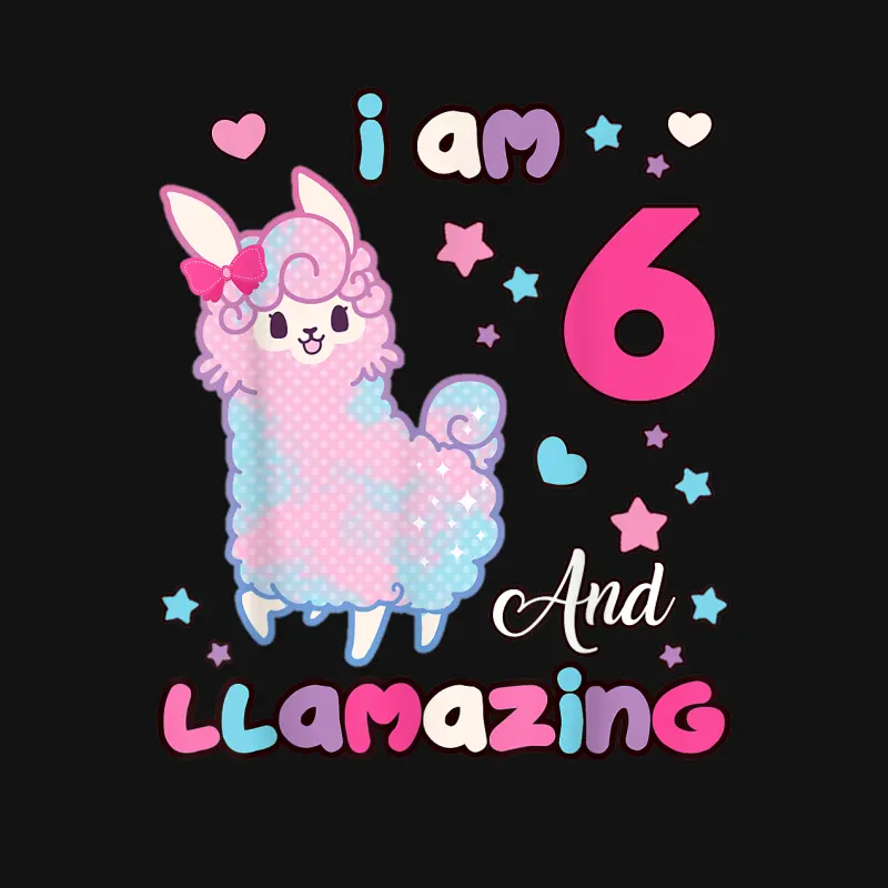 I Am Six 6 Years Old 6Th Birthday Girl Llamazing Llama Unisex Long Sleeve T-Shirt