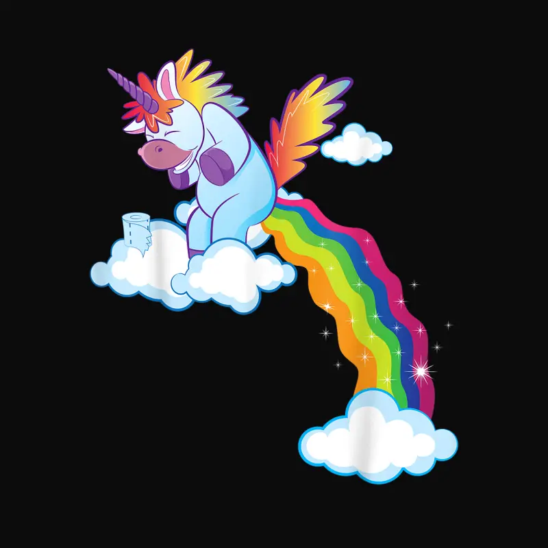Unicorn Lover Gift Funny Rainbow Pooping Unicorn Unisex Staple T-Shirt