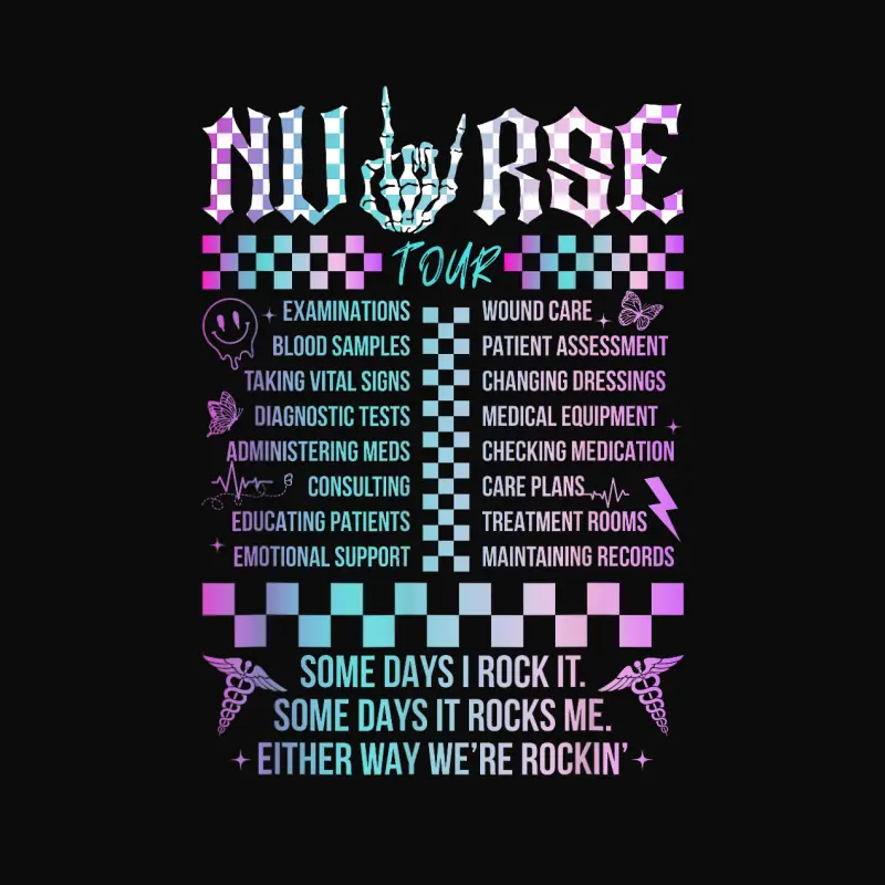 Tie Dye Nurse Skeleton Tour Somes Day I Rock It Nurse Life Unisex Staple T-Shirt