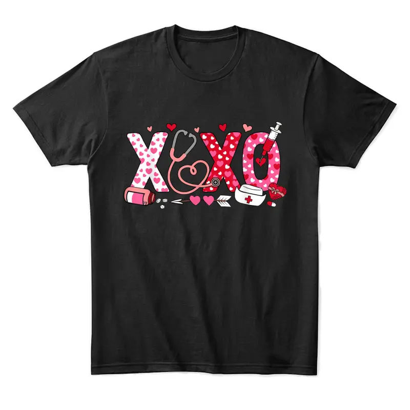 Xoxo Nurse Valentines Day Stethoscope Valentine For Nurse Unisex Staple T-Shirt