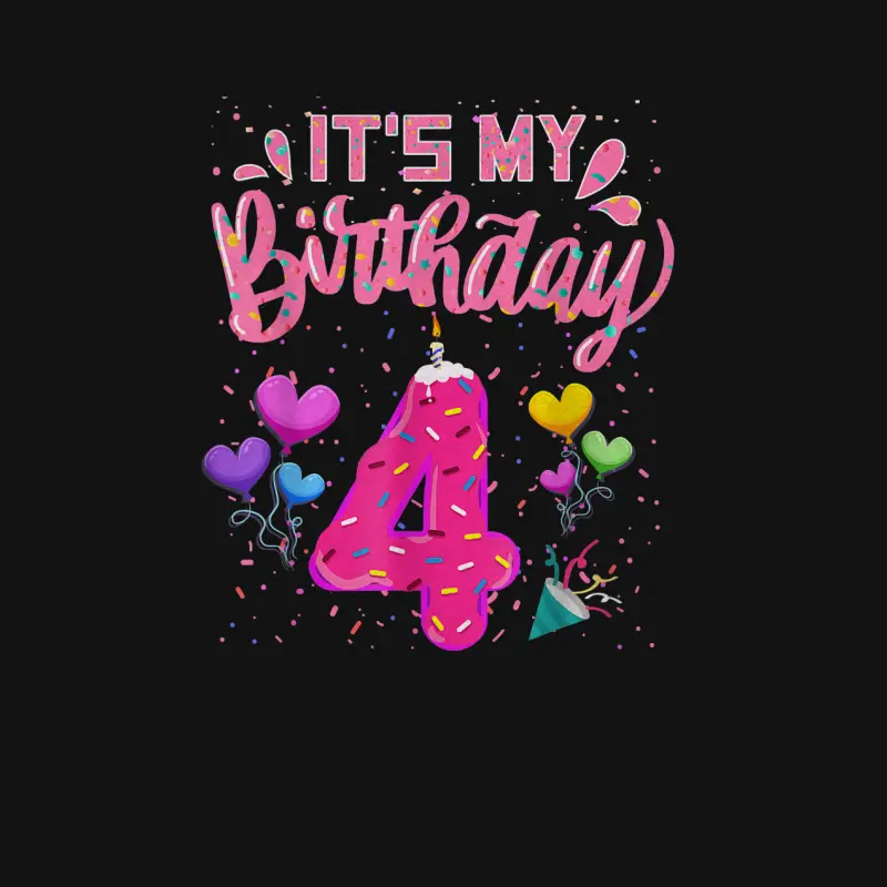 It's My 4Th Birthday Doughnut Happy 4 Years Old Girl Kids Youth Staple T-Shirt