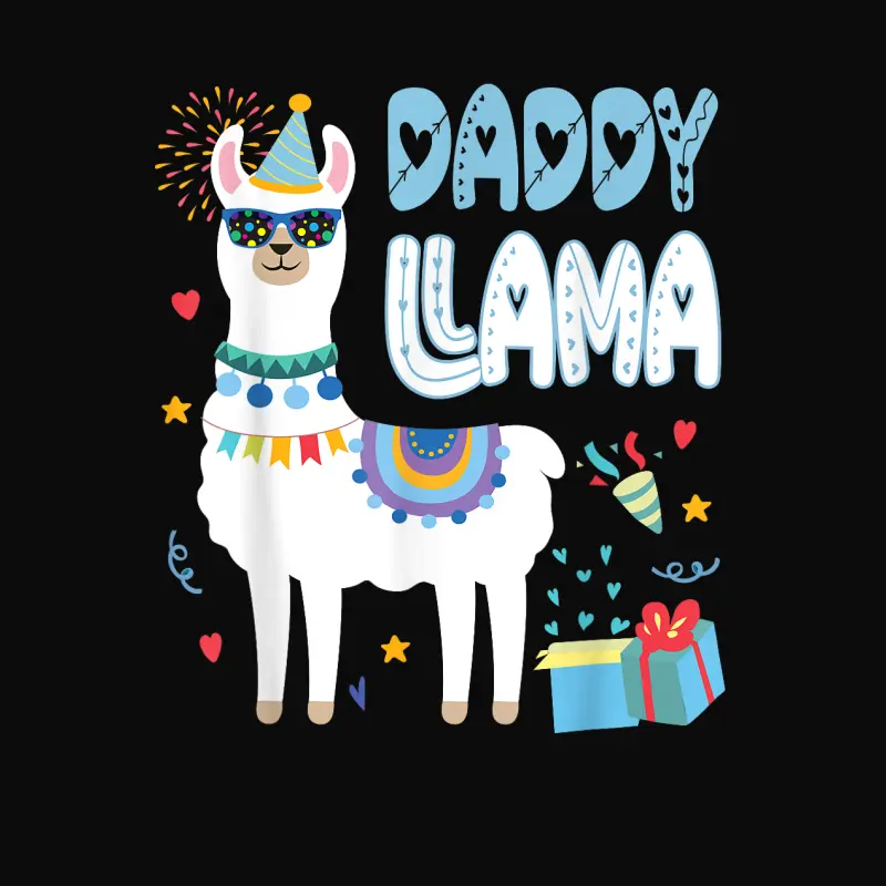 Daddy Llama Dad Of The Birthday Boy Girl Llama Birthday Unisex Staple T-Shirt