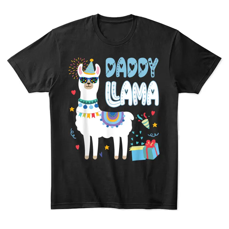 Daddy Llama Dad Of The Birthday Boy Girl Llama Birthday Unisex Staple T-Shirt
