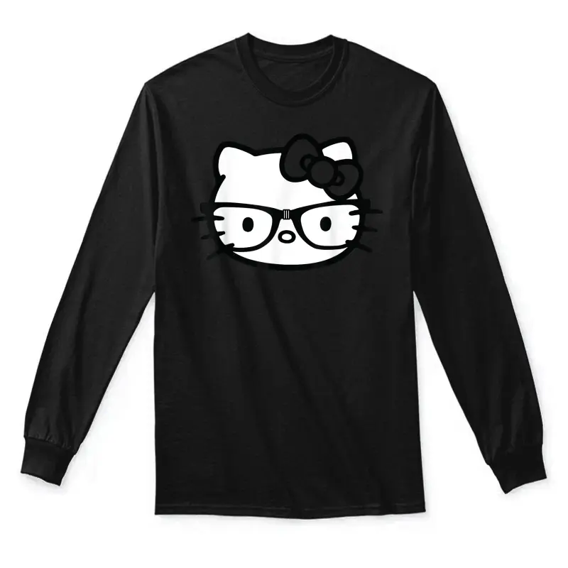 Hello Kitty Black And White Nerd Glasses Short Sleeve Unisex Long Sleeve T-Shirt