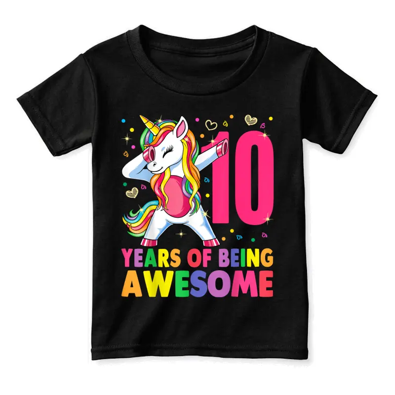 10 Year Old Unicorn Dabbing 10Th Birthday Girl Unicorn Party Toddler Staple T-Shirt
