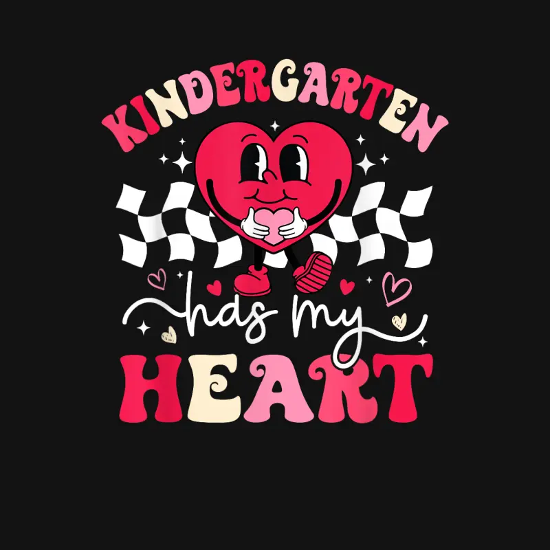 Groovy Kindergarten Has My Heart Teacher Valentine's Day Unisex Long Sleeve T-Shirt