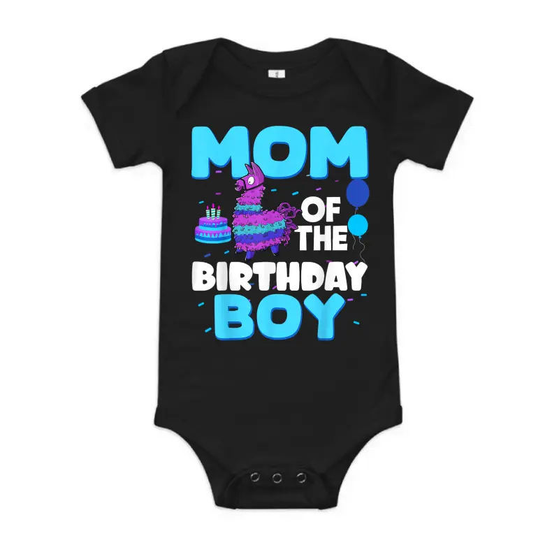 Mom Of The Birthday Boy Llama Mom And Dad Family Party Baby Onesie