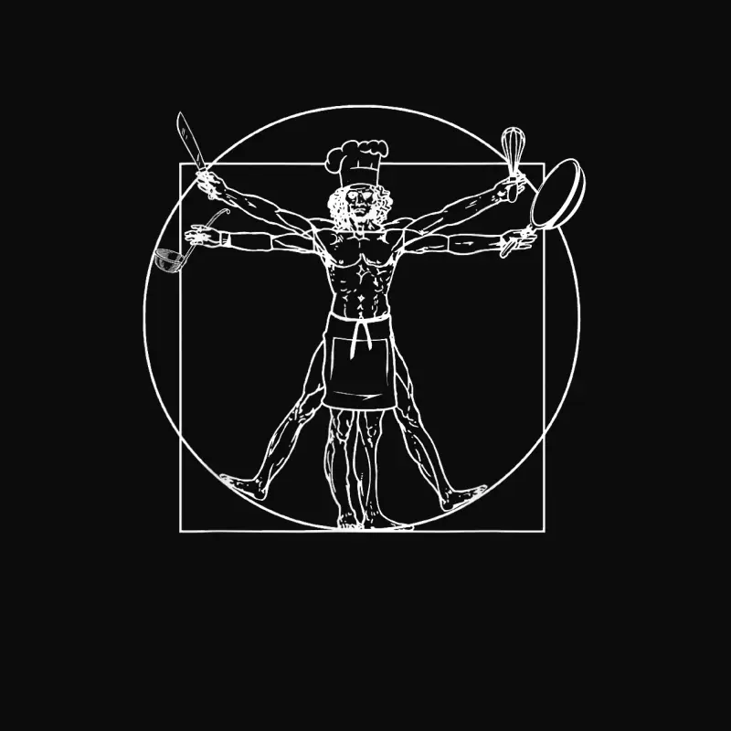 Chef Vitruvian Man Da Vinci Funny Cooking Gift Unisex Staple T-Shirt