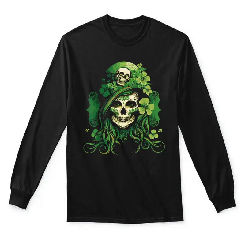 St.patrick's Day Leprechaun Shamrock Skull Woman Unisex Long Sleeve T-Shirt