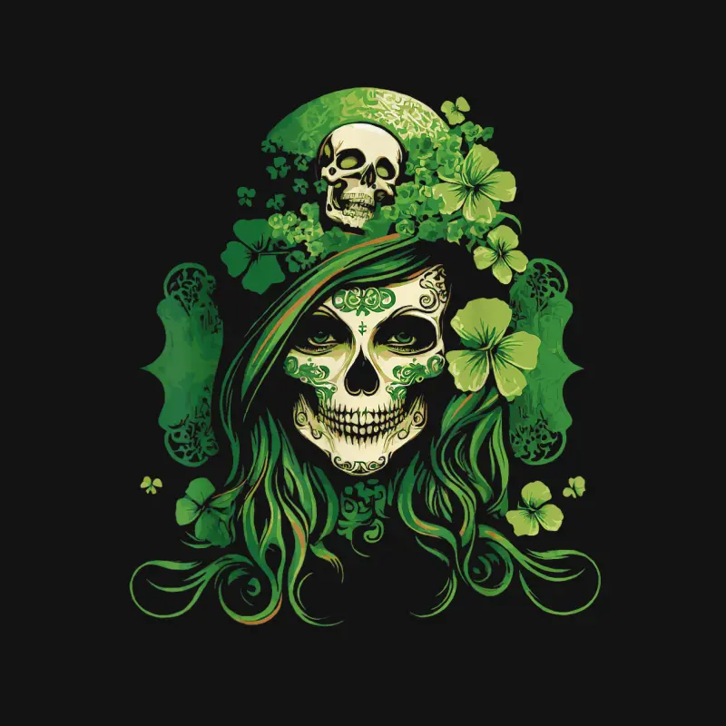 St.patrick's Day Leprechaun Shamrock Skull Woman Unisex Long Sleeve T-Shirt