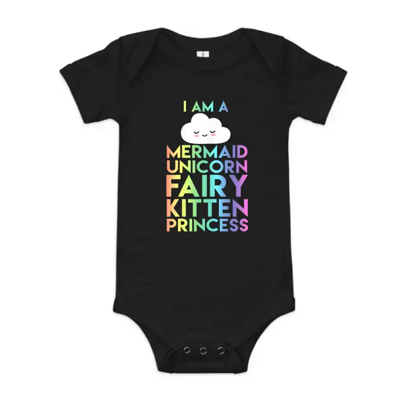 I Am A Mermaid Unicorn Fairy Kitten Princess  Kid Tee Baby Onesie