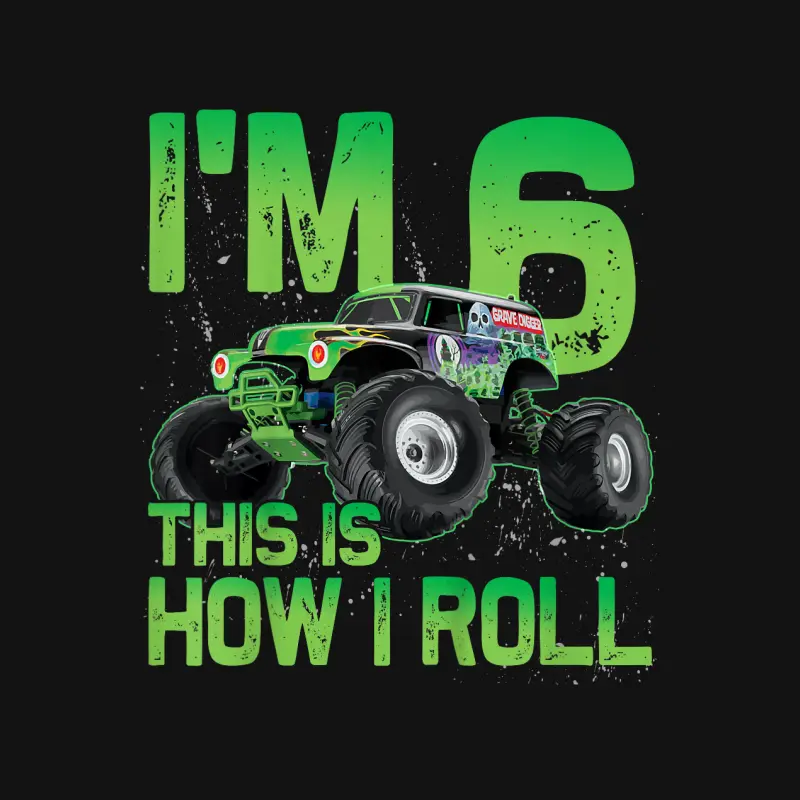 Kids I'm 6 This Is How I Roll Monster Truck 6Th Birthday Boy Unisex Long Sleeve T-Shirt