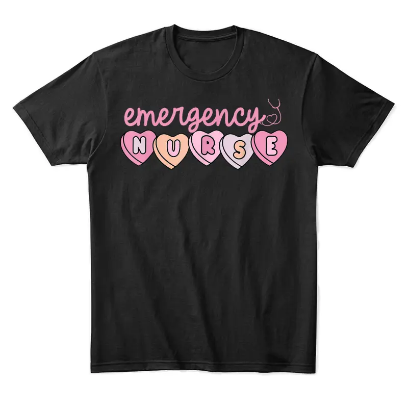 Emergency Department Nurse Hearts Er Rn Ed Valentine's Day Unisex Staple T-Shirt