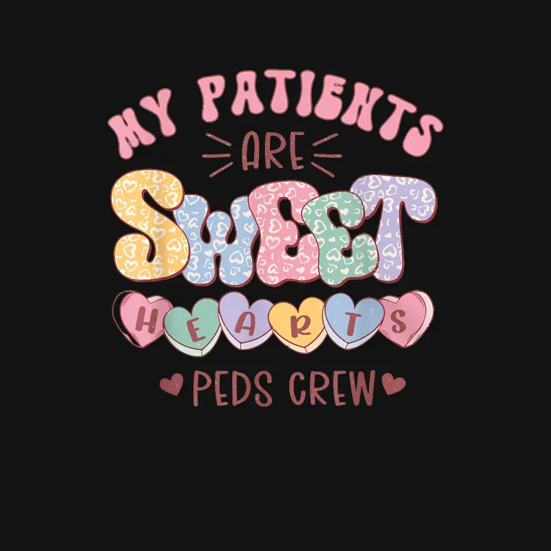 Groovy My Patients Are Sweet Hearts Peds Nurse Valentine Youth Staple T-Shirt