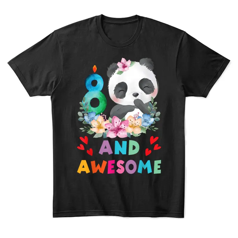 8 Years Old 8Th Birthday Panda Unicorn Girl Party Gift Unisex Staple T-Shirt