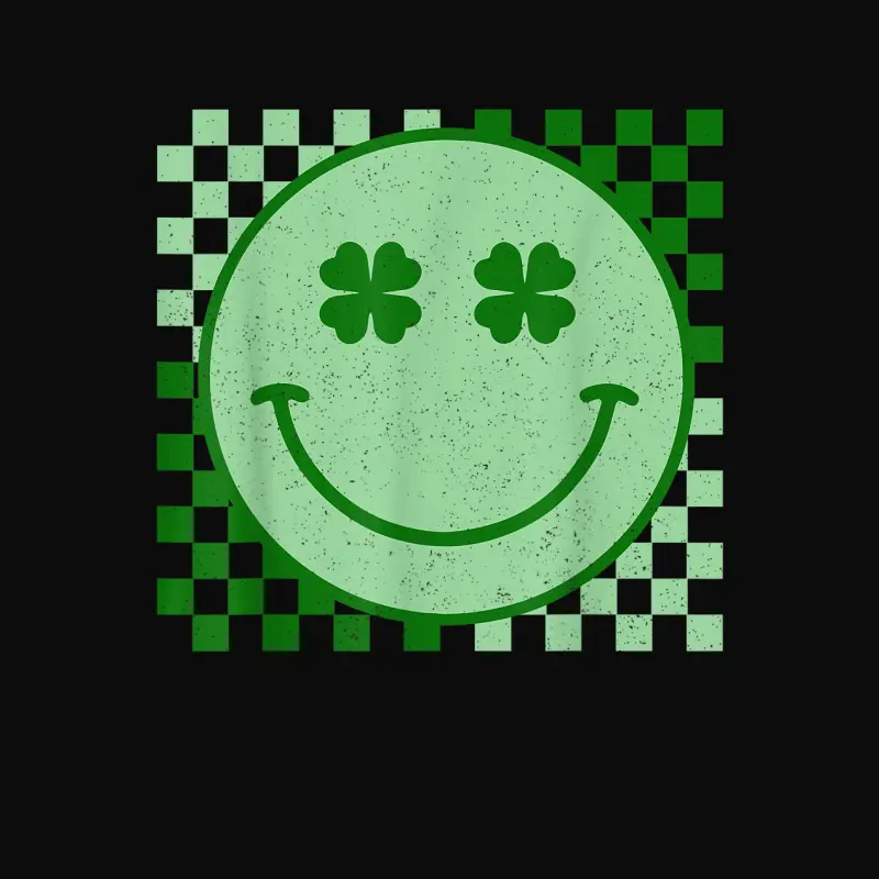 Retro Groovy St Patricks Day Hippie Smile Face Shamrock Unisex Staple T-Shirt