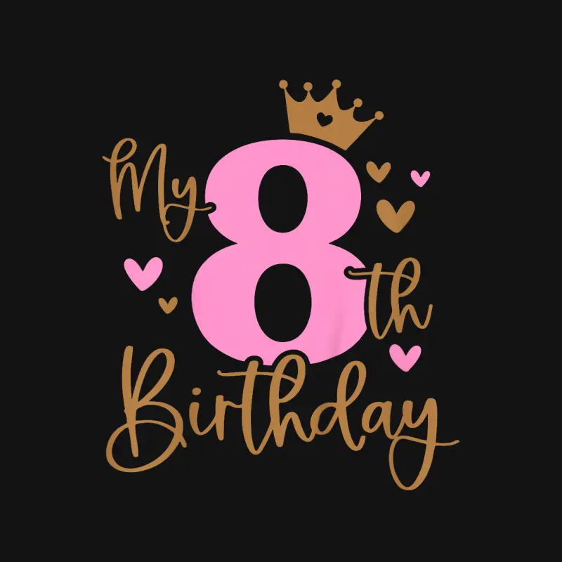 Kids My 8Th Birthday Girl 8 Years Old Bday Party Matching Unisex Long Sleeve T-Shirt