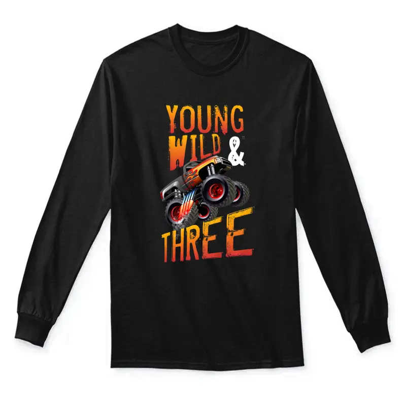 3Rd Birthday Boy Monster Truck Rule Jam Three Years Unisex Long Sleeve T-Shirt