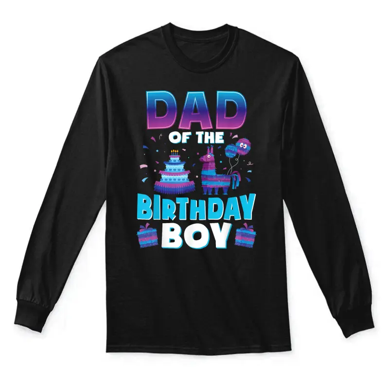 Dad Birthday Boy Llama Pinata Party Matching Family Unisex Long Sleeve T-Shirt