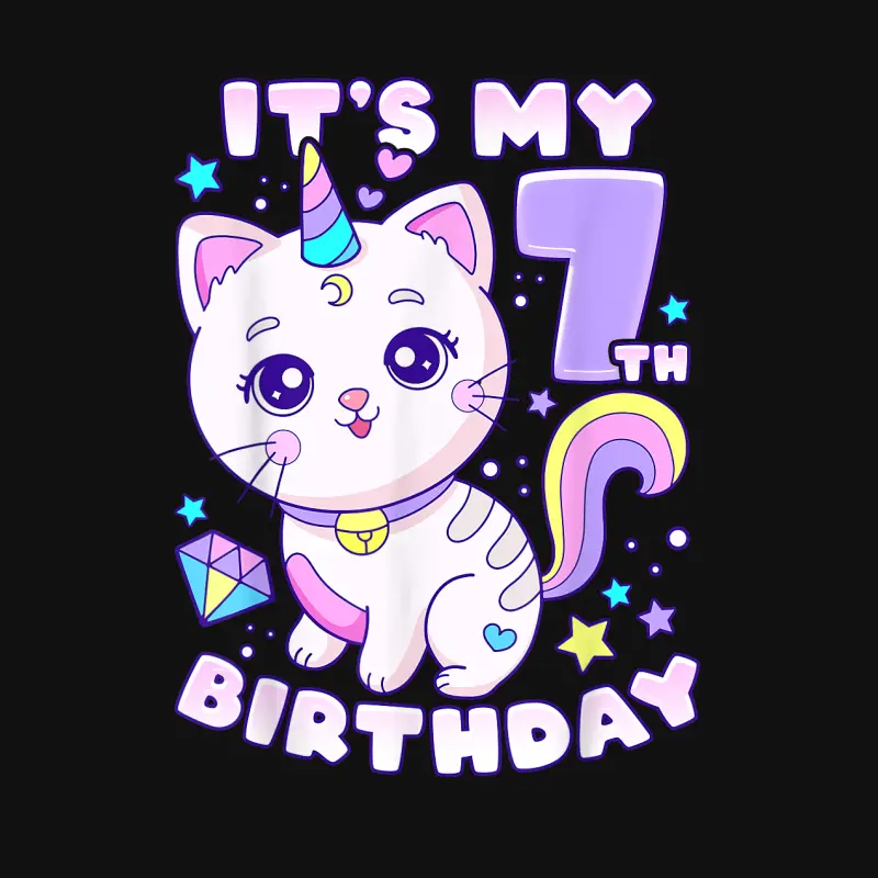 Birthday Girl 7 Years Old, Cat, Unicorn, 7Th Birthday Baby Onesie
