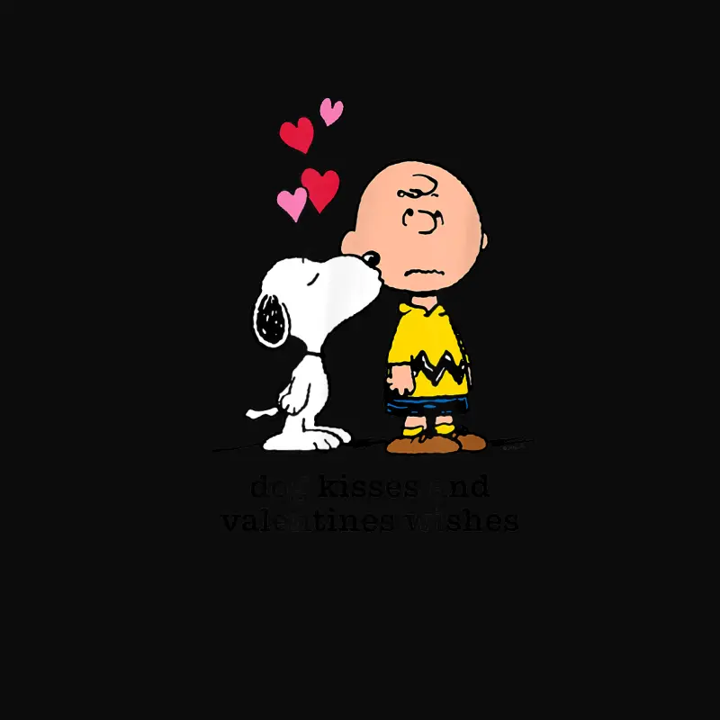 Peanuts - Snoopy And Charlie Dog Kisses Valentine Wishes Unisex Staple T-Shirt