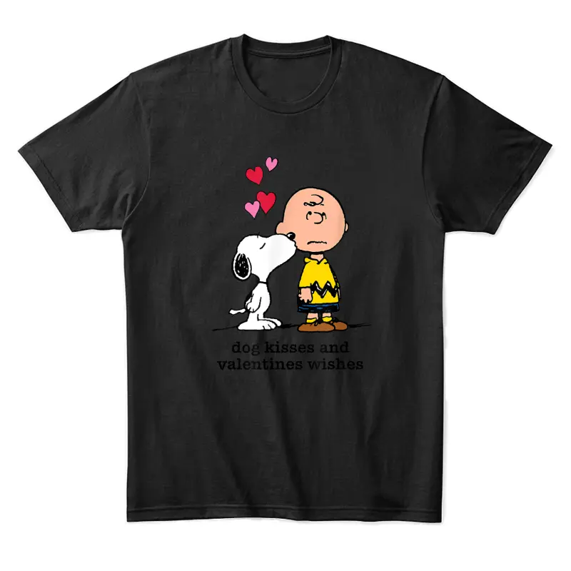Peanuts - Snoopy And Charlie Dog Kisses Valentine Wishes Unisex Staple T-Shirt