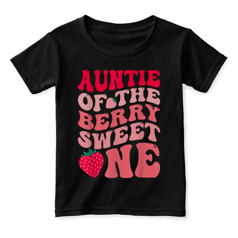 Auntie Of The Berry Sweet One Strawberry First Birthday Toddler Staple T-Shirt