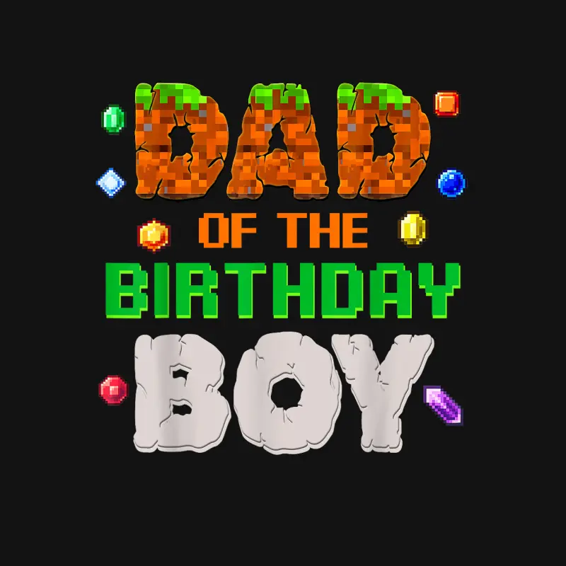 Dad Of The Birthday Boy Video Gamer Pixel Number Bday Party Youth Staple T-Shirt