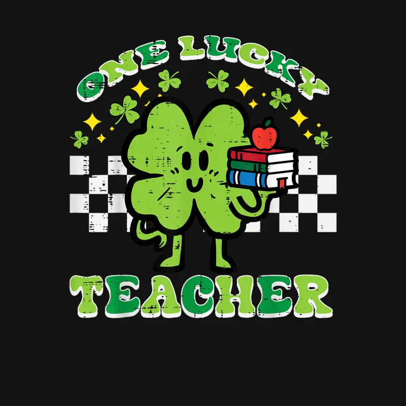 St Patrick Day Shamrock One Lucky Teacher Retro Saint Pattys Unisex Long Sleeve T-Shirt