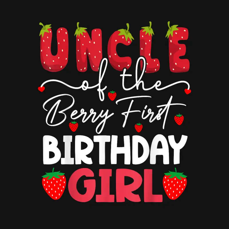 Uncle Of The Berry First Birthday Girl Strawberry Youth Staple T-Shirt