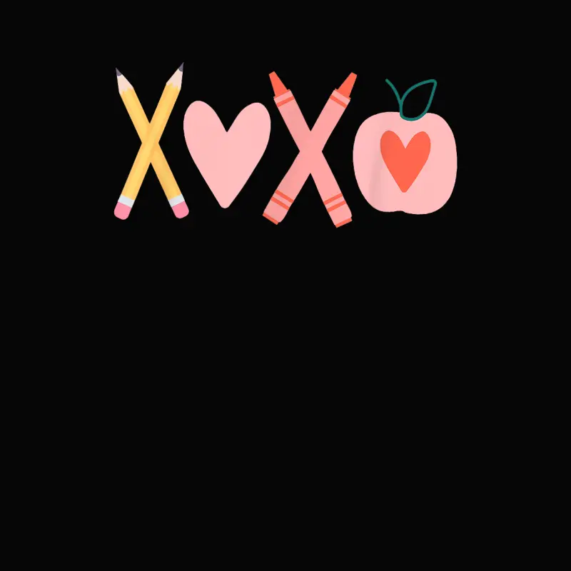Women Xoxo Teacher Valentine's Day Pencil And Apple Toddler Staple T-Shirt
