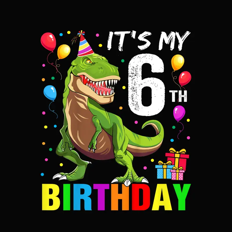 It's My 6Th Birthday Happy 6 Year T-Rex Boys Toddler Staple T-Shirt