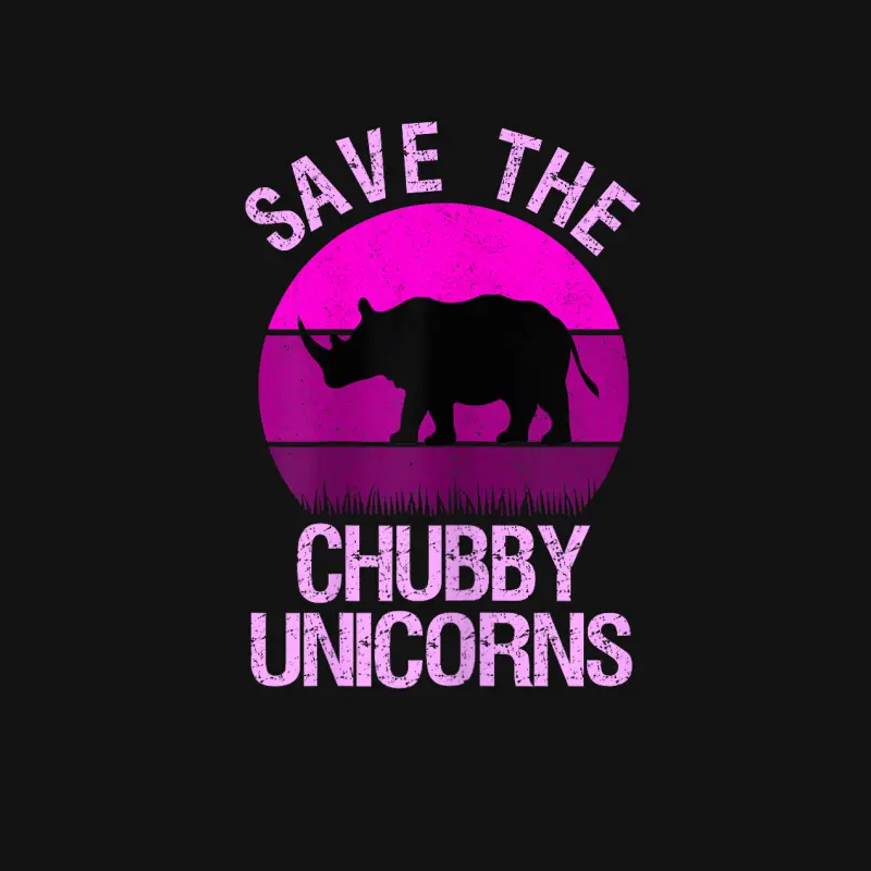 Save The Chubby Unicorns Retro Style Rhino Gift Unisex Long Sleeve T-Shirt