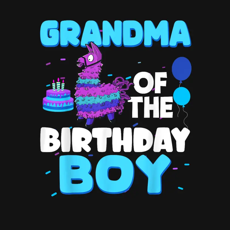Grandma Of The Birthday Boy Llama Family Party Decorations Unisex Long Sleeve T-Shirt