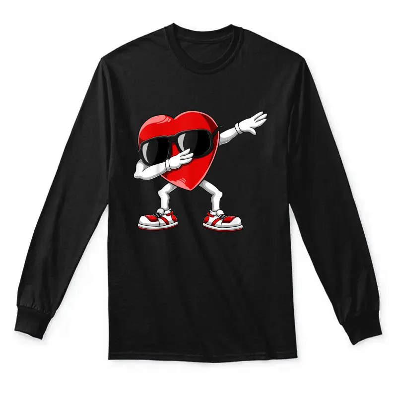 Dabbing Heart Funny Gifts Mens Kids Boys Valentines Day Unisex Long Sleeve T-Shirt