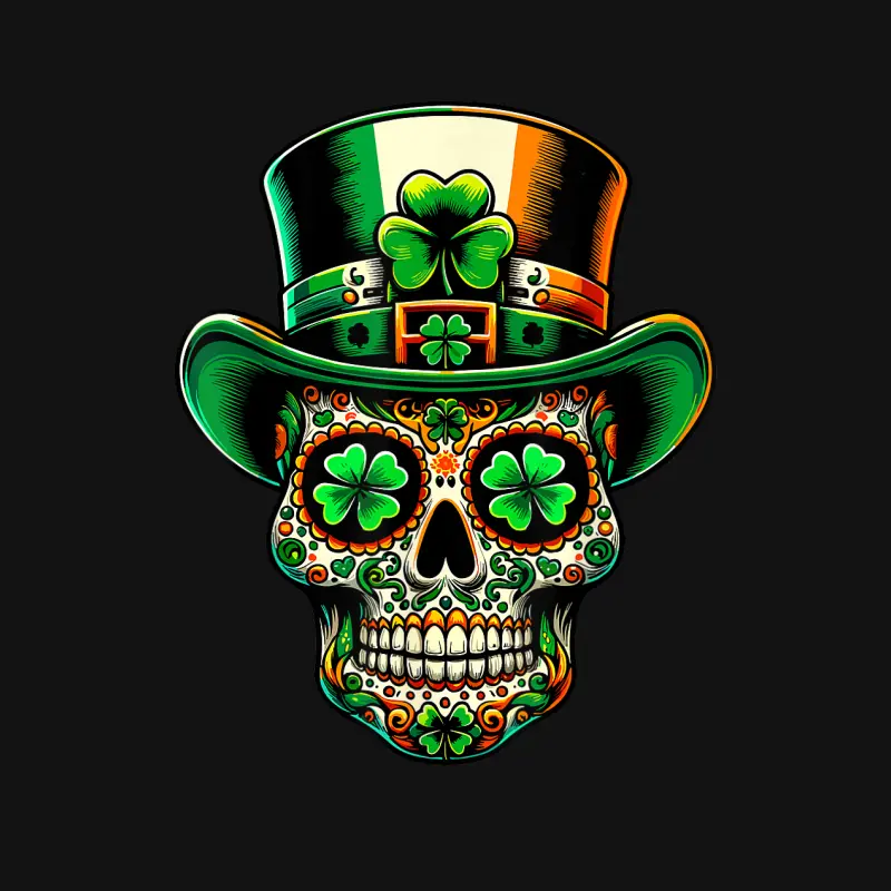 San Patties Irish Sugar Skull Day Of Dead St Patricks Day Unisex Long Sleeve T-Shirt