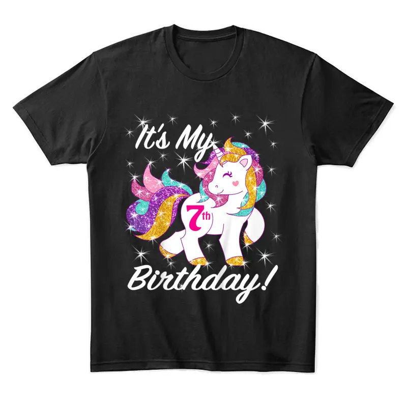 Kids It's My 7Th (7 Year Old) Birthday Shirt Girl Unicorn Outfit Unisex Staple T-Shirt