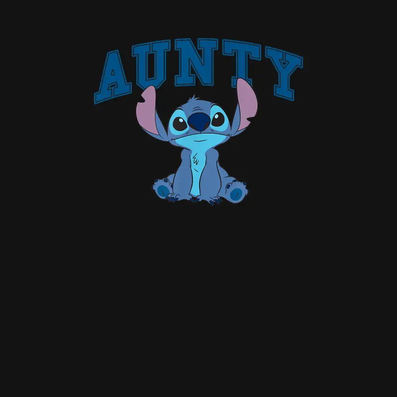 Disney Lilo & Stitch Aunty Cute Stitch Big Chest Text Logo Unisex Long Sleeve T-Shirt