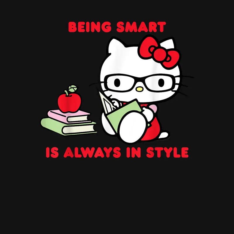 Hello Kitty Being Smart Is Always In Style Books Student Unisex Long Sleeve T-Shirt
