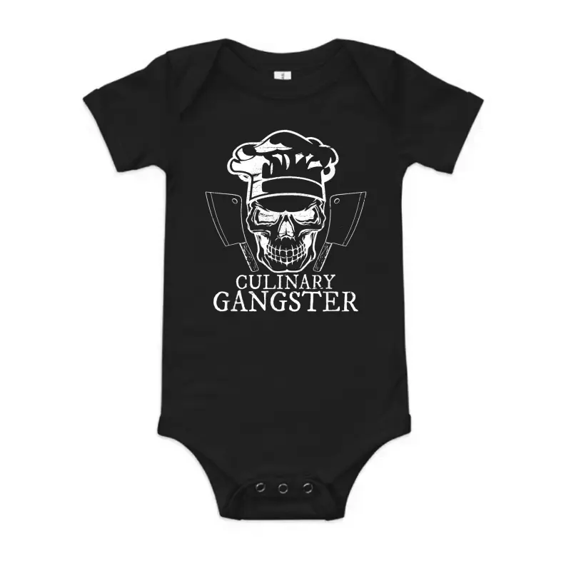 Culinary Gangster Shirt Funny Chef Gift Skull Hat Cooking Baby Onesie