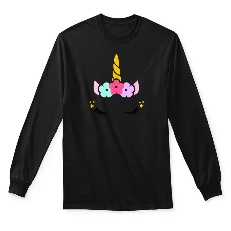 Unicorn Face Birthday Unisex Long Sleeve T-Shirt