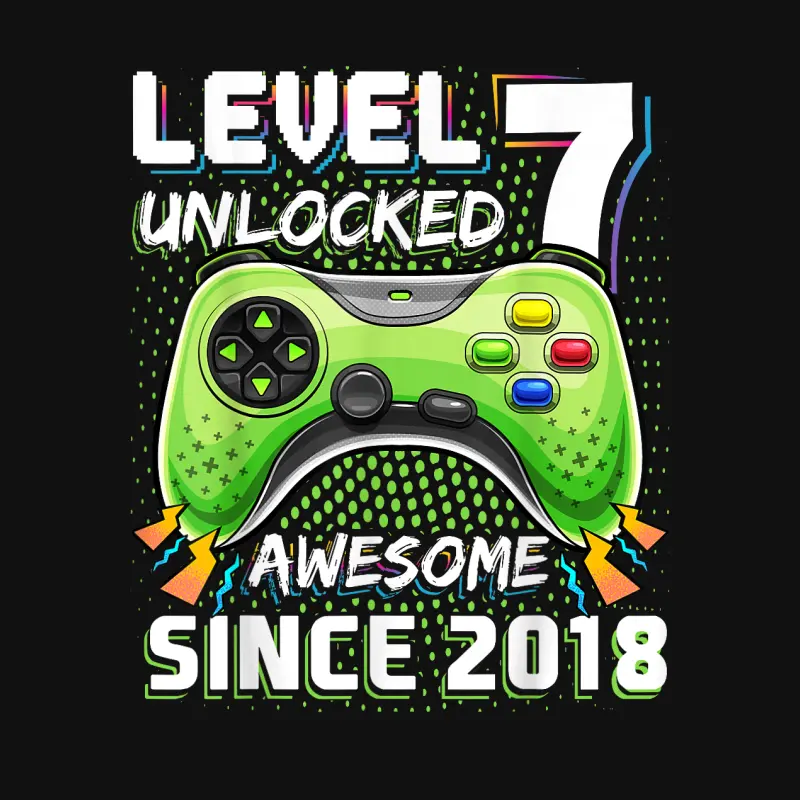 7Th Birthday Boy Level 7 Gamer 7 Year Video Game Party Baby Onesie