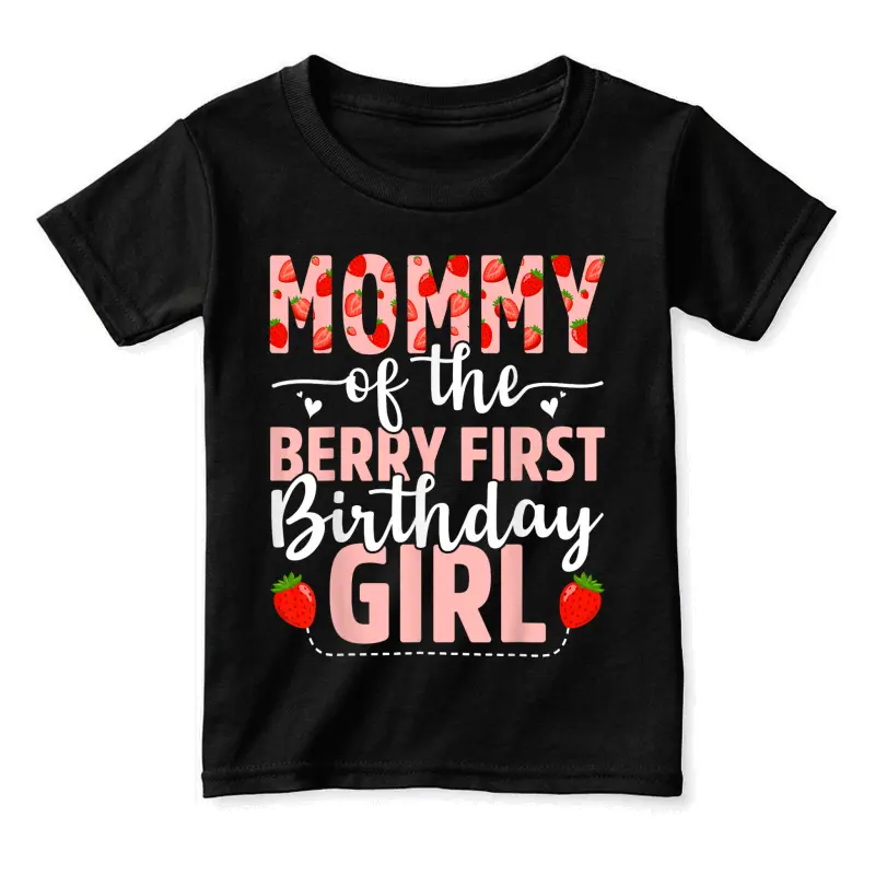 Mommy Of The Berry First Birthday Girl Sweet Strawberry Toddler Staple T-Shirt